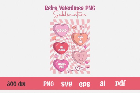 Retro Valentine Conversation Hearts PNG Graphics